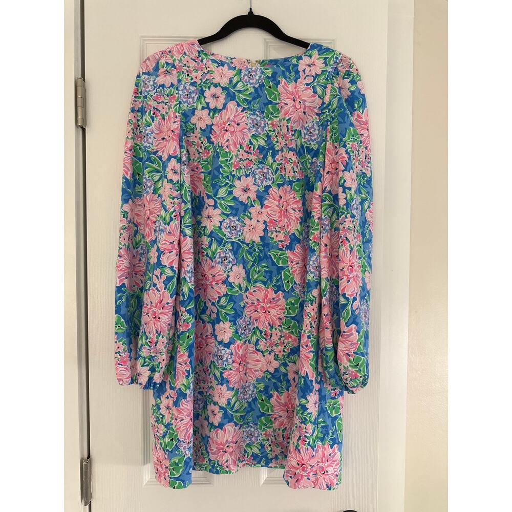 Lilly Pulitzer NWT Size 4 Blue Pink Floral Long Sleeve Shift Dress